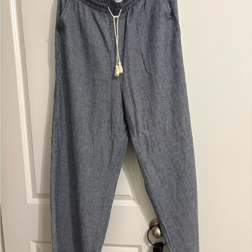 Casual linen style Blue Striped Pants lane bryant. NWT